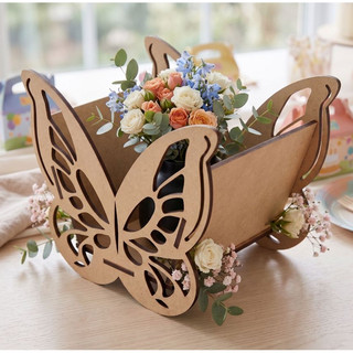Kit Cachepô Centro de Mesa Borboleta em MDF 3mm – Decoração Festa Bosque Encantado Jardim Encantado