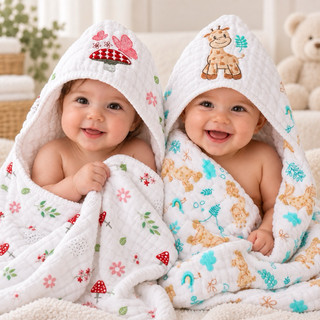 Toalha de Banho Bebê com Capuz 100% Algodão 85x85cm 3 Camadas Absorvente Recém-Nascido Menino Menina