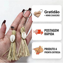 Pingente patuá chaveiro palha Obaluaê Omulu umbanda candomblé