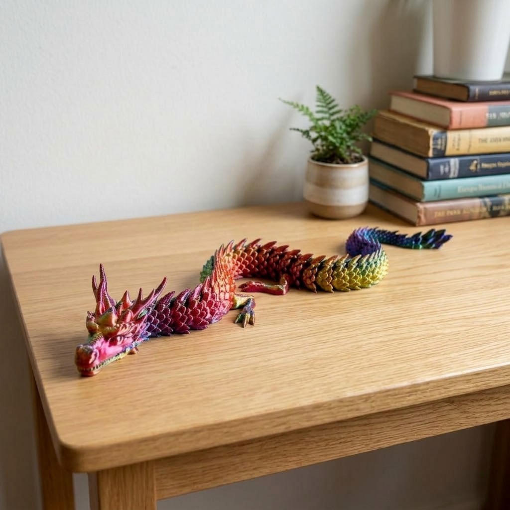 Kit 2 Dragões Articulados 3D 29cm Flexível Anti-Estresse Decoração