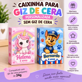 Caixinha para Giz de Cera Personalizada Sem Giz Lembrancinha Festa Infantil