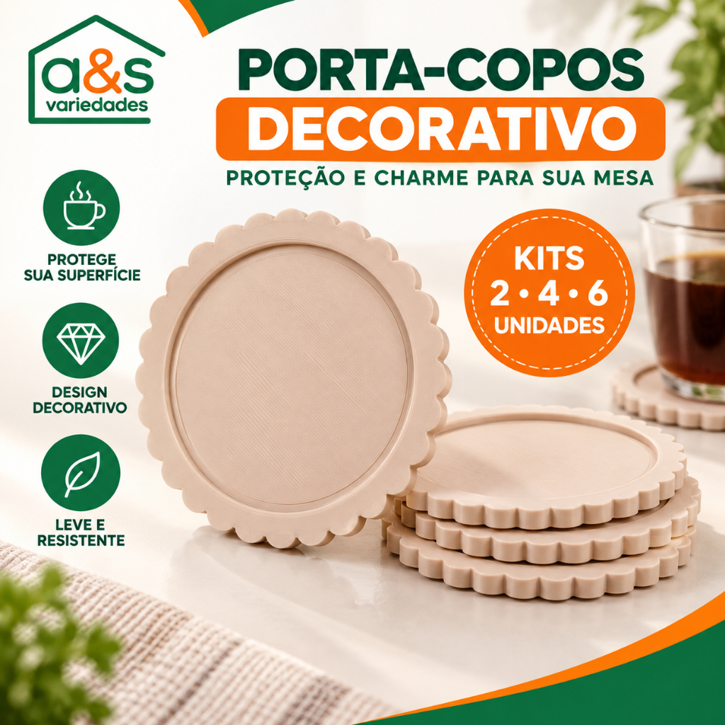 Kit Porta-Copos Redondo Ondulado Descanso para Copos Canecas e Xícaras 2 4 ou 6 Unidades