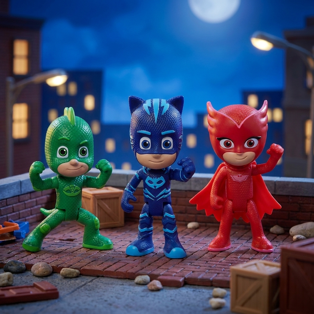 Bonecos Pjmasks Menino Gato Corujita Lagartixo 15cm