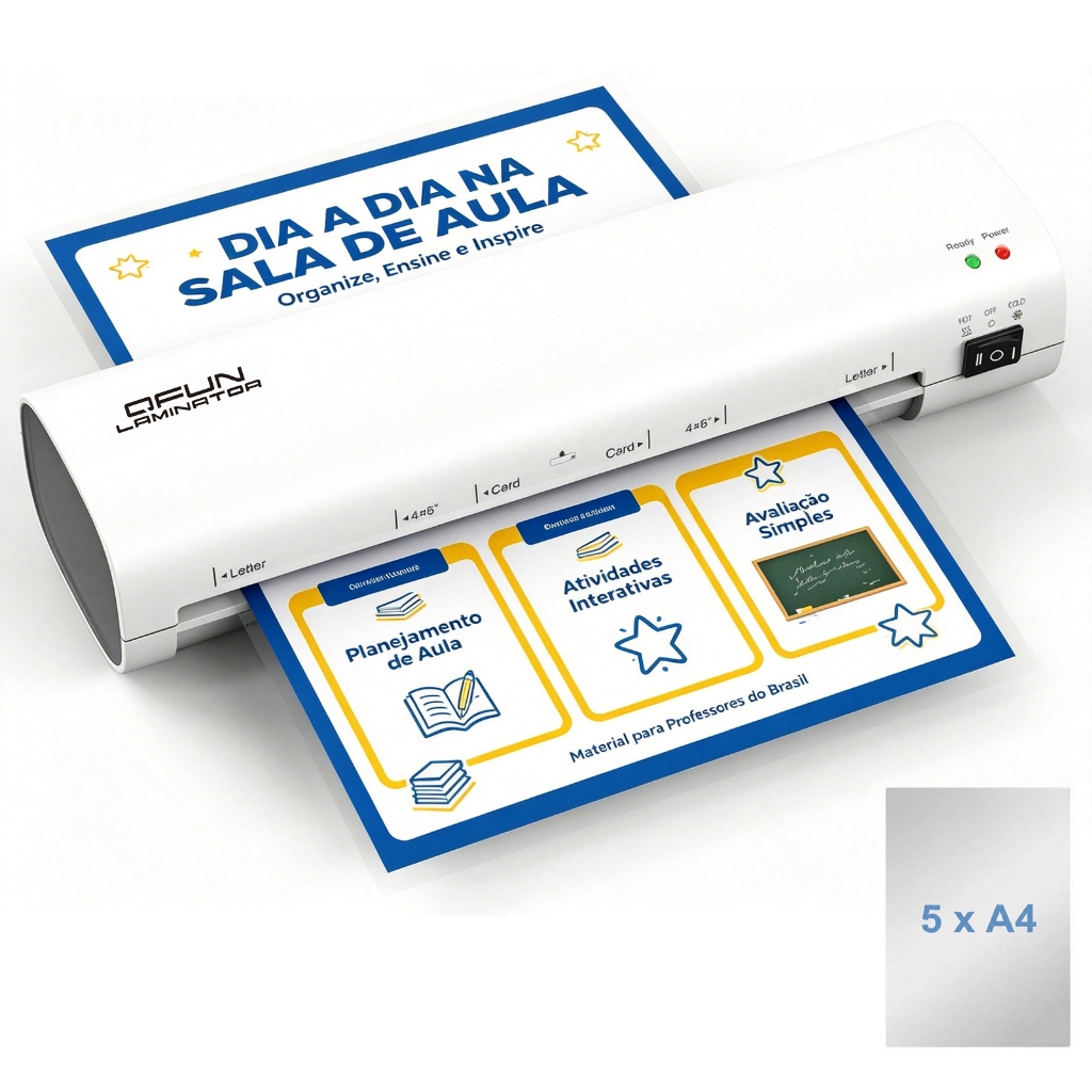 Plastificadora A4 Laminadora De 9 Polegadas 220v/127V Com 5 Bolsas De Laminação Laminadora Térmica Antiatolamento QFUN