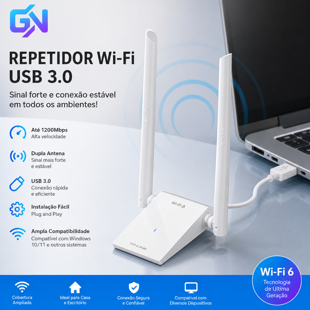 Adaptador WiFi 6 USB TP-LINK AX3000 XDN9000H Dual Band 2.5G 5G Gigabit USB 3.0 PC Laptop