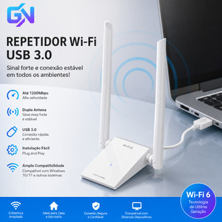Adaptador WiFi 6 USB TP-LINK AX3000 XDN9000H Dual Band 2.5G 5G Gigabit USB 3.0 PC Laptop