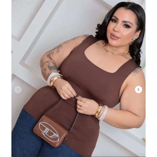 Regata Plus Size Firme Sem Transparência Suplex Alta Sustentação
