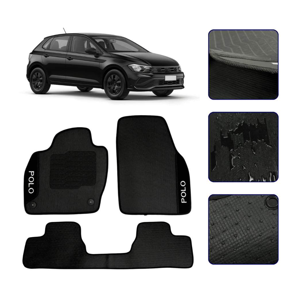 Jogo de Tapete Emborrachado Para Polo Track 2018 19 20 21 22 23 24 2025 Carpete Kit Carro
