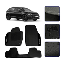 Jogo de Tapete Emborrachado Para Polo Track 2018 19 20 21 22 23 24 2025 Carpete Kit Carro