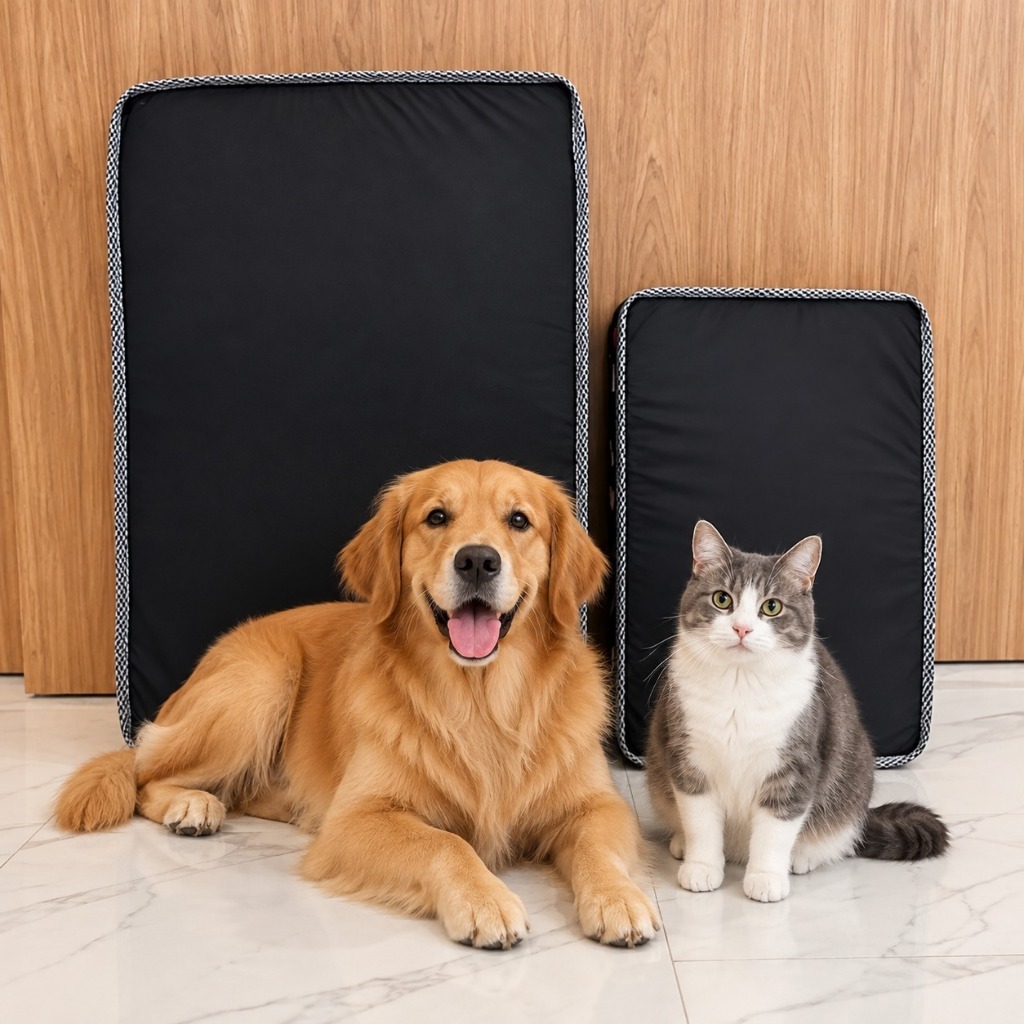 Cama Colchão Pet Ortopédico D18 Preto ou Branco - Tecido Impermeável Caminha de Cachorro ou Gato – Vários Tamanhos