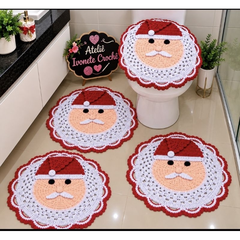 Jogo de Banheiro Modelo Papai Noel – Especial de Natal 🎅❤️