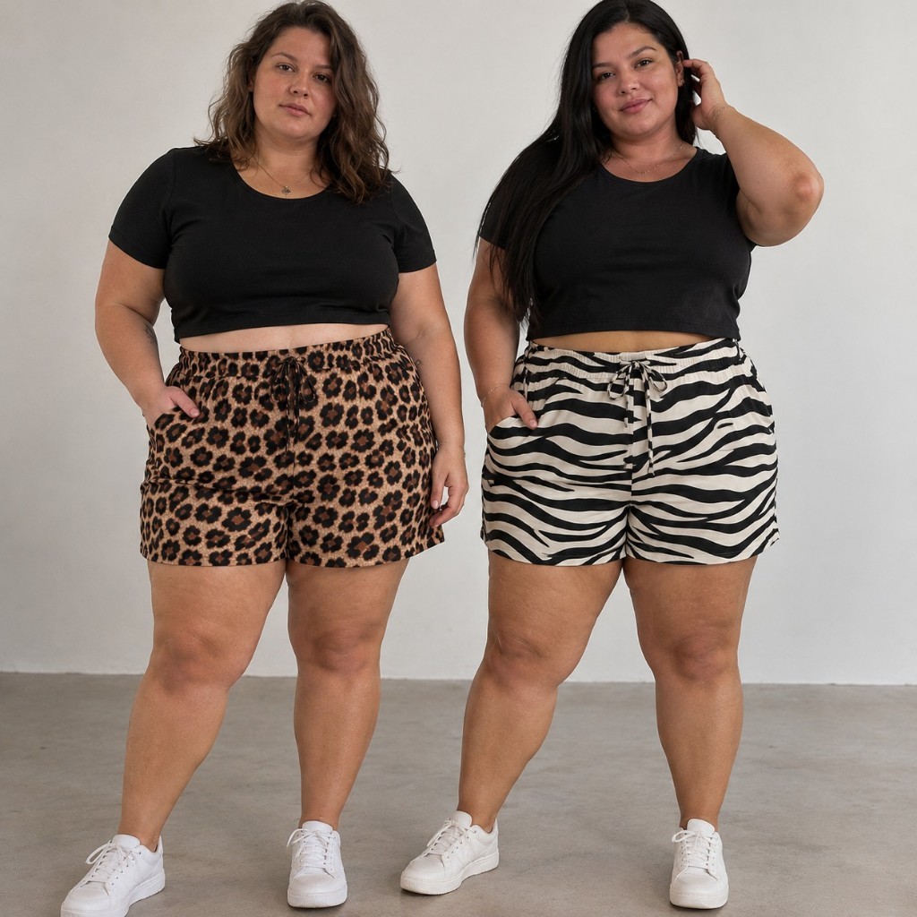 Shorts/Bermudinha Feminina Plus Size em Viscolinho – Leve, Fresquinha, Confortável e com Caimento Perfeito