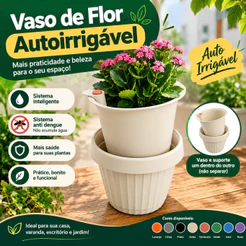 Vaso de flor 2,3 L Autoirrigável anti dengue Inteligente planta Premium