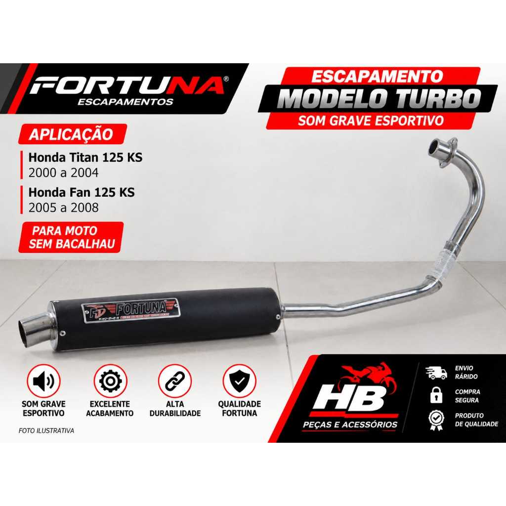Escapamento Turbo Fortuna Cg Titan Fan 125 Ks 2000 A 2008