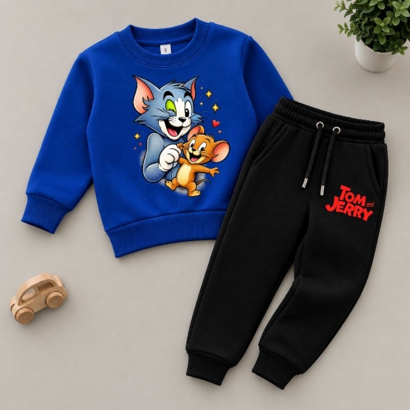 Conjunto de Moletom Sem Capuz Estampa Divertida Flanelado Mácio e Quentinho Kit Kids Blusa e Calça Dias Frios