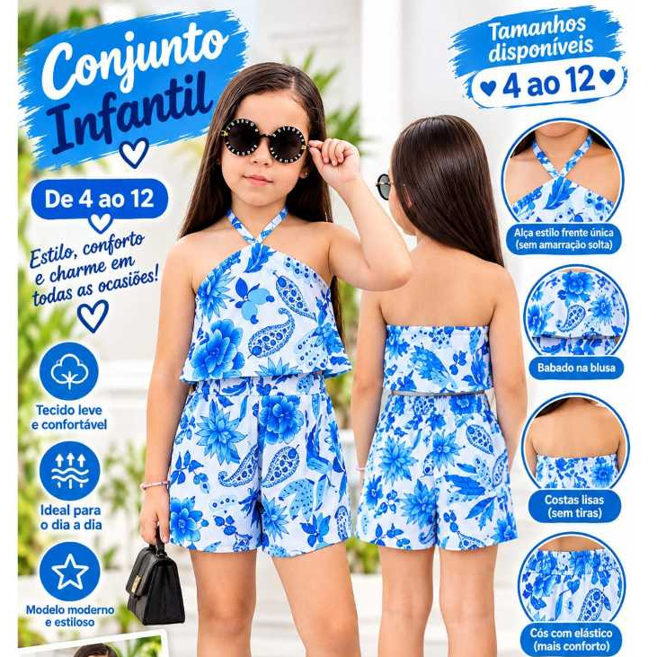 Macaquinho Infantil Menina Tecido Crepinho Moda Bloguerinha