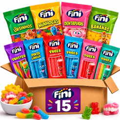 Kit 15 Pacotes Bala Fini Sortida 15g Sabores Variados Kit Festa Lembrancinha Doces
