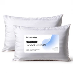 Travesseiro Hipoalergênico Percal 300 Fios Lavável BF Colchões - Kit 2