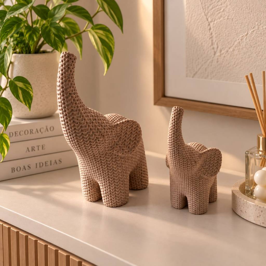 Elefante Decorativo 3D Par Enfeite de Elefante Decoração Sala Quarto Estante Mesa Minimalista