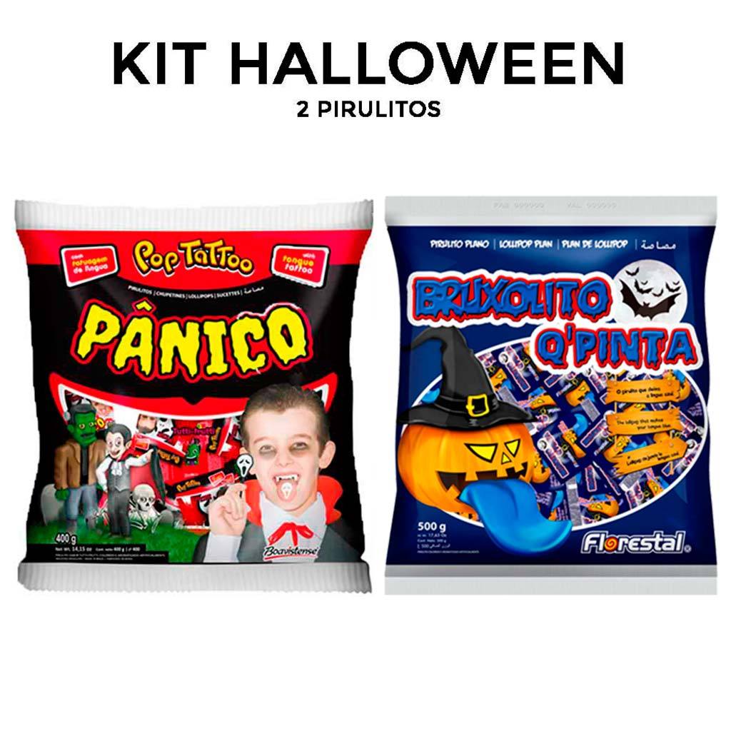 Kit Doces de Halloween Dia das Bruxas 1 Pirulito Tattoo na Língua e 1Bruxolito