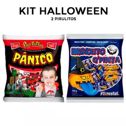 Kit Doces de Halloween Dia das Bruxas 1 Pirulito Tattoo na Língua e 1Bruxolito