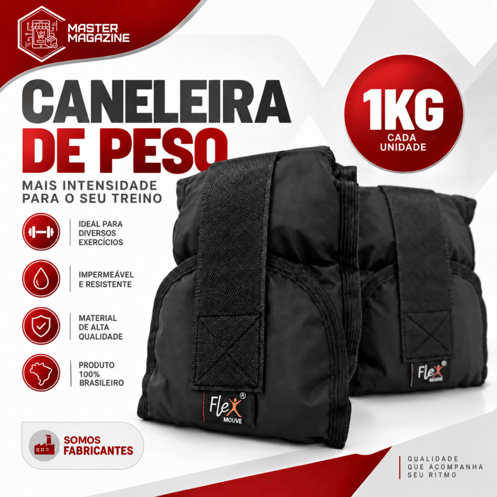 Caneleira de Peso 1kg Par/Unidade Profissional Musculação Treino em Casa Fisioterepia