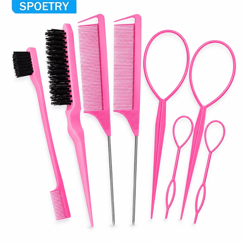 SPOETRY Kit 8 Peças Profissional para Modelagem e Tranças com Cortador Incluso