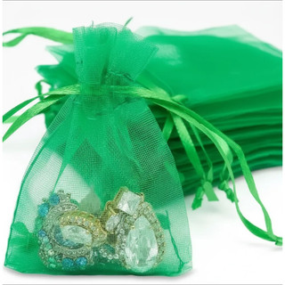 50 Saquinhos de organza  verde Musgo 9x12 lembrancias