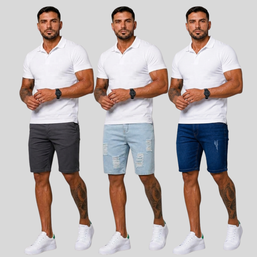 Bermudas Masculinas Jeans Slim Fit Com Elastano Lycra Estica Confortavel Shorts Casual Envio Rapido