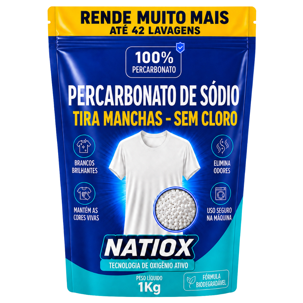Percabonato, de Sódio Tira Manchas 100% Puro - Roupas Brancas e Coloridas Natiox