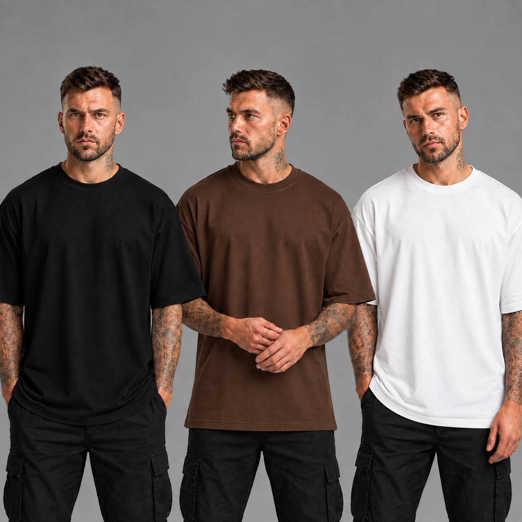 Kit 3 Camiseta Lisa Oversized Masculina Streetwear Algodão