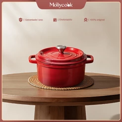 Mollycook Panela Antiaderente Caçarola Ferro Fundido Esmaltado Fogão Indução Para Cozinhar 22/24/26cm