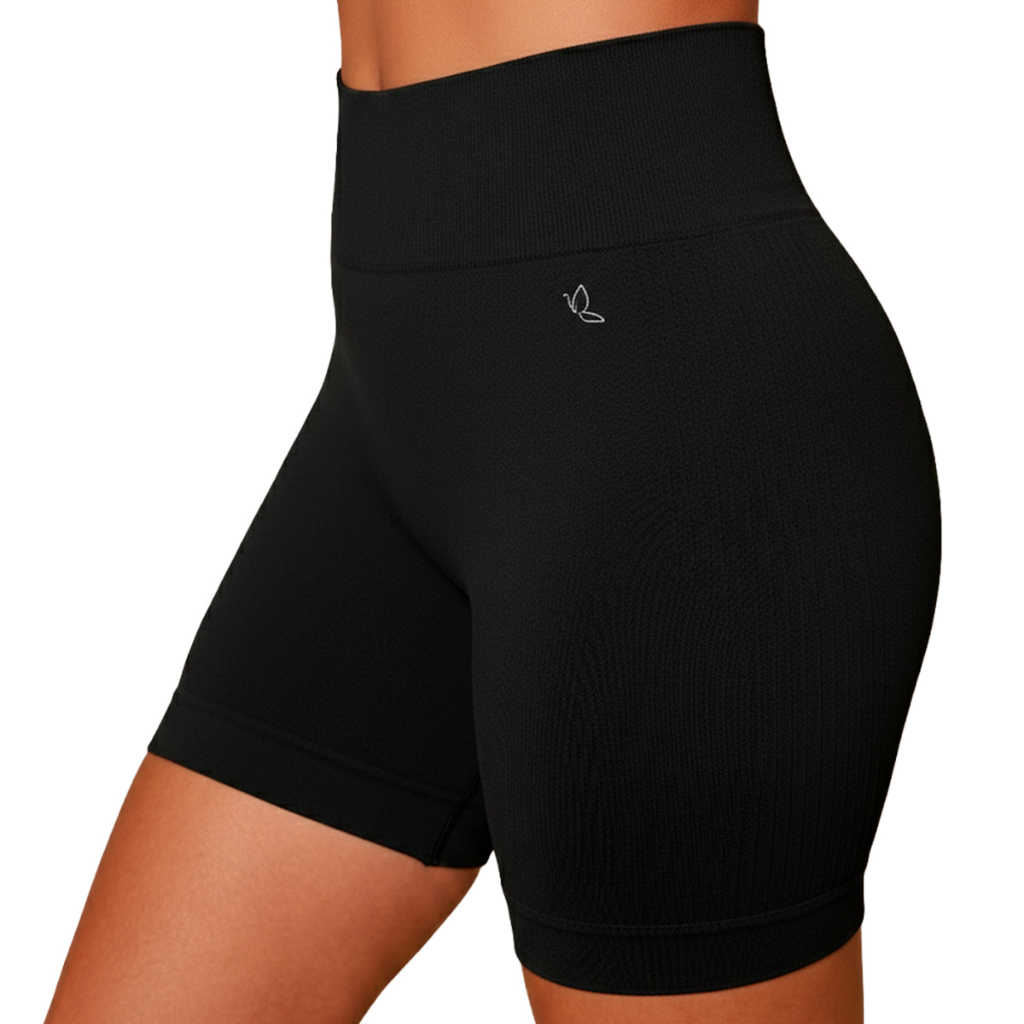 Short Fitness Feminino Poliamida Sem Costura Benévola Cós Alto Bermuda Academia Sem Transparência