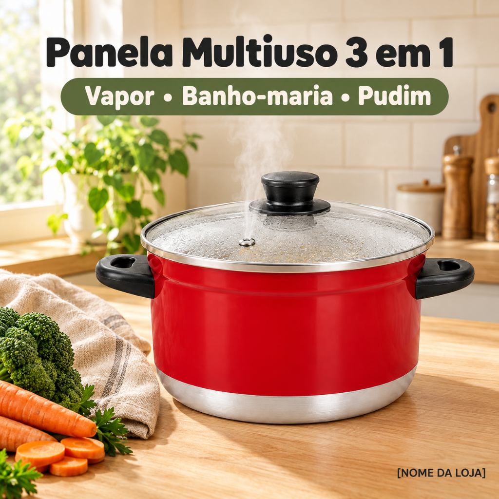Panela Multi Uso 3 em 1 Forma De Pudim Legumes