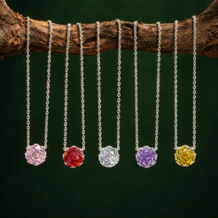 Colar Feminino Rose Cut 8mm Opção de Cores em Prata 925 Elegante