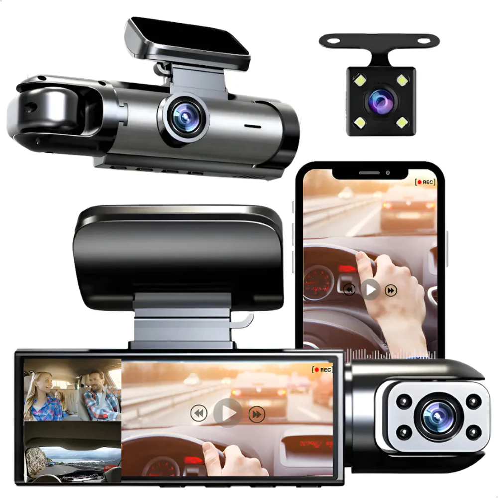Câmera Automotiva Gravação Veicular Dvr Hd Wifi interna Externa Lente Infravermelho visão noturna Dupla + Ré
