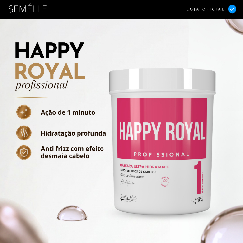 Máscara de Hidratação Profissional HAPPY ROYAL 1kg