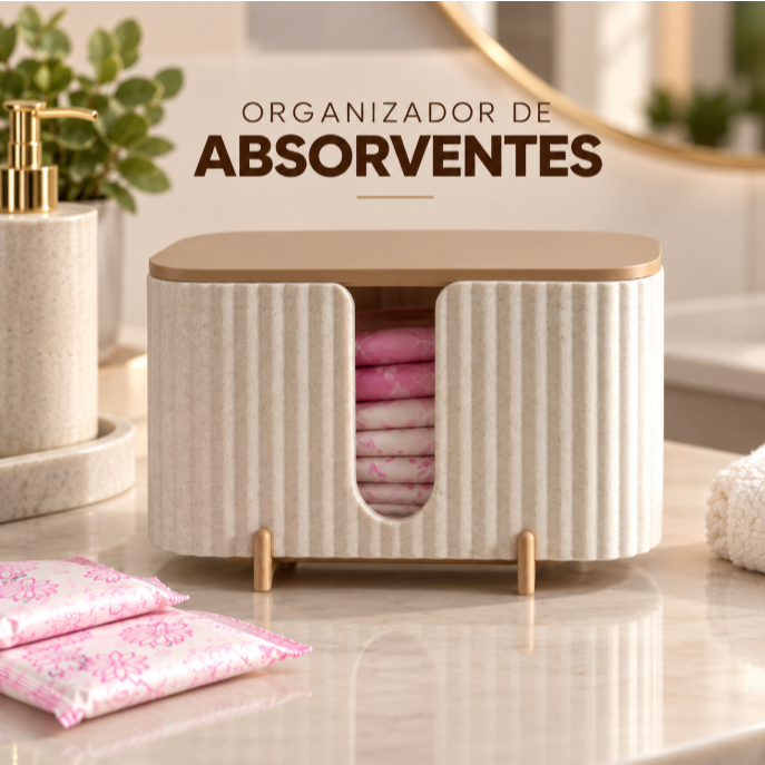 Porta Absorvente Organizador de Banheiro Maquiagem Joias Diarios Quarto com Tampa Caixa Femininos Suporte Minimalista