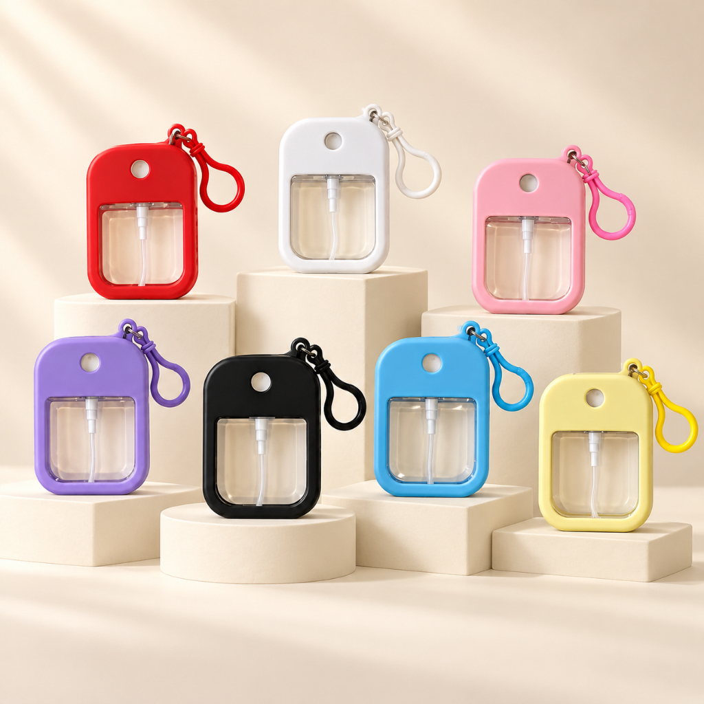 Frasco Spray Portátil Macaron Cartão com Capa de Silicone e Gancho - 38ml - Diversas Cores - Rizzo