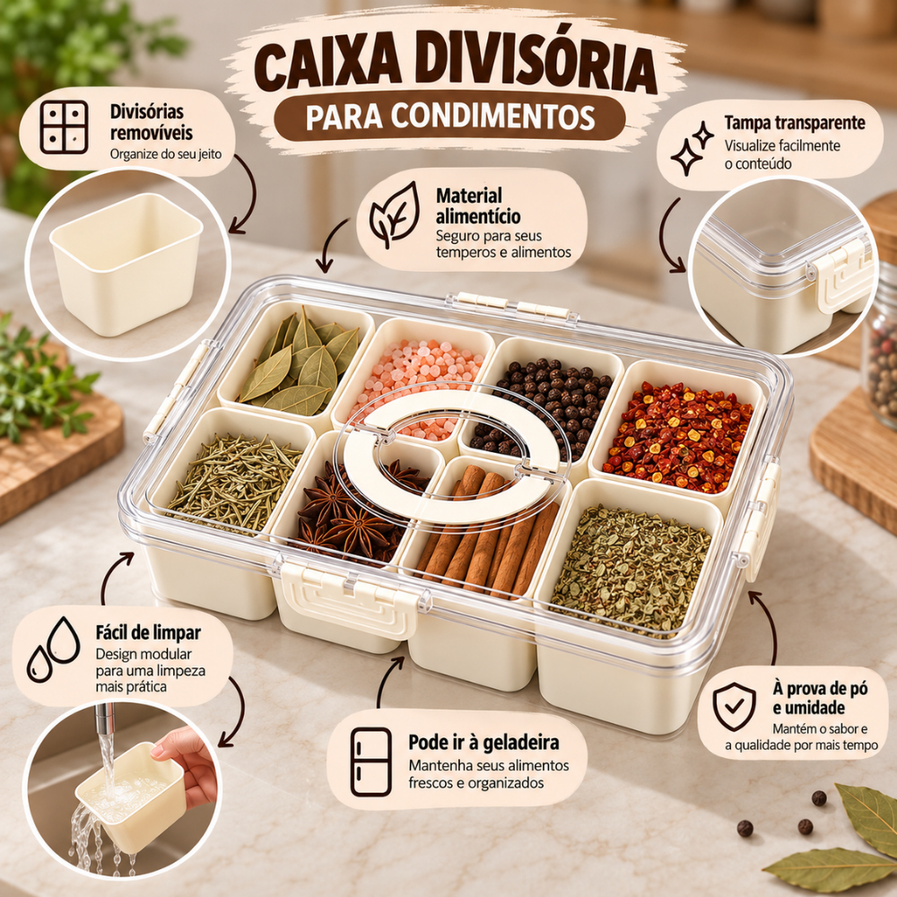 Caixa Organizadora de Alimentos Transparente Geladeira Empilhável Multiuso com Divisórias — imagem 2 de 2
