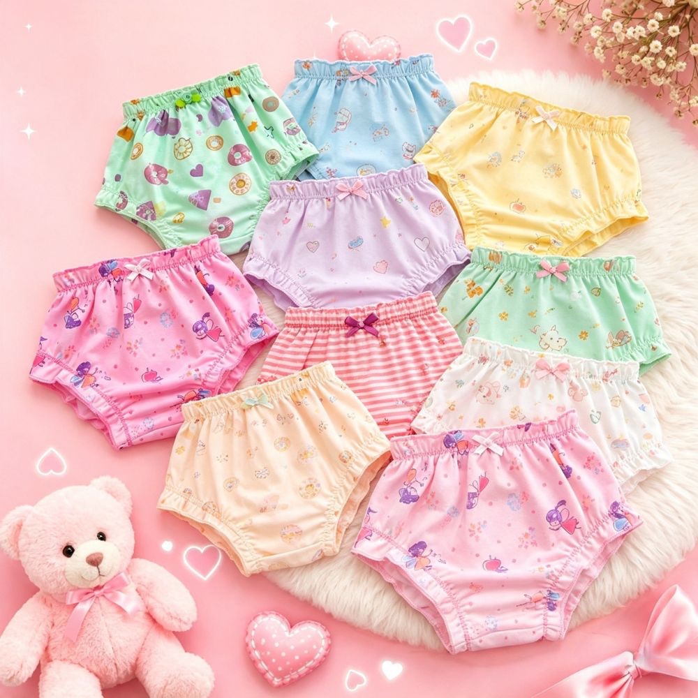 Kit 5-10 Calcinha Infantil Algodão 2 a 5 Anos