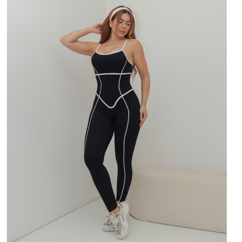 Macacão Fitness Feminino Esportivo Alça Fina Modelador Academia Treino 3RD SD1962