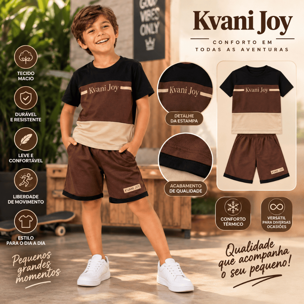 Conjunto Infantil Masculino De Verão - Camisa + Short - Tamanho 2 Ao 12 Anos