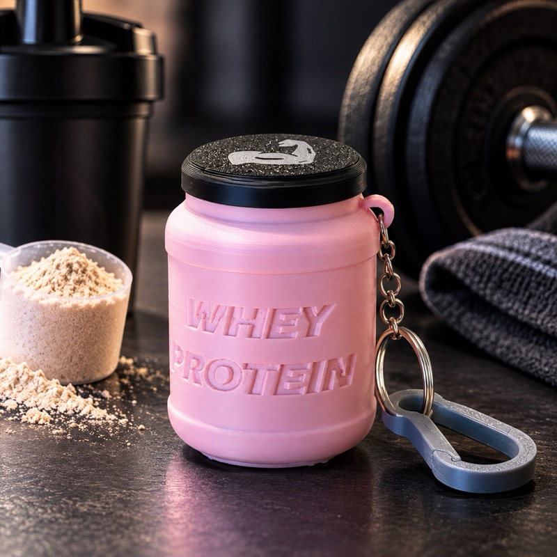 Dosador de Whey Protein Portátil com Tampa Rosqueável e Chaveiro
