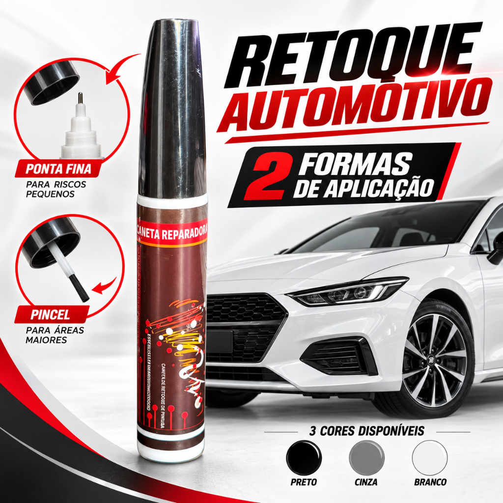 Caneta Reparadora Automotiva 2 em 1 – Disfarce Pequenos Riscos e Renove o Visual do Seu Carro