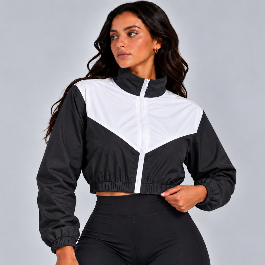 Jaqueta Feminina Corta Vento Bomber Esportiva Yoga Cross Casaco Academia Roupa Fitness