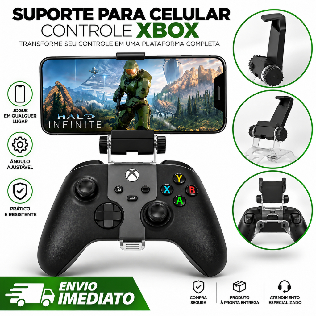 Suporte Celular Controle Xbox One Series X/S Ajustável para Jogar no Celular Gamepad envio imediato
