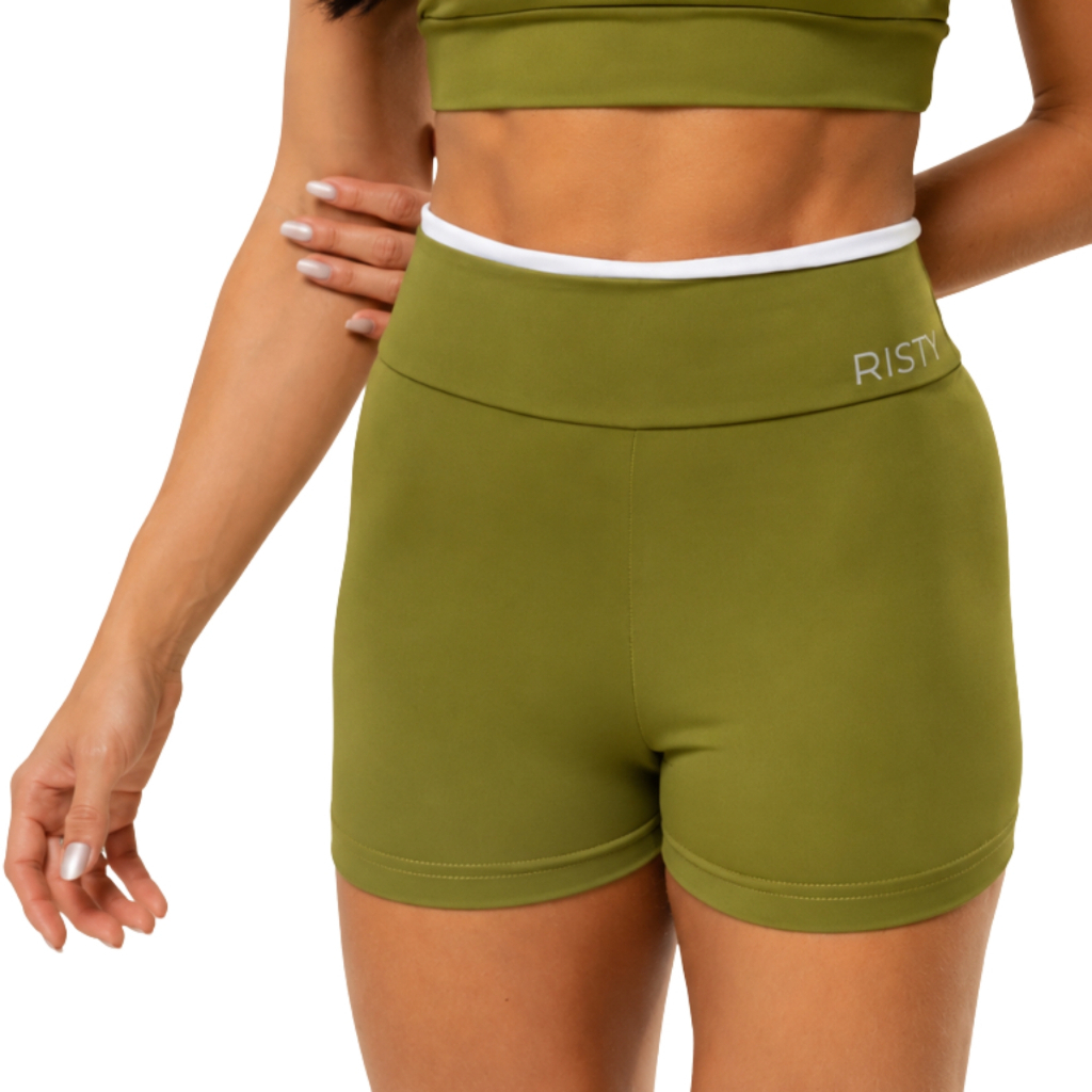 Short Fitness Feminino Cintura Alta de Academia em Poliamida Sem Transparência Duo Color Confortável