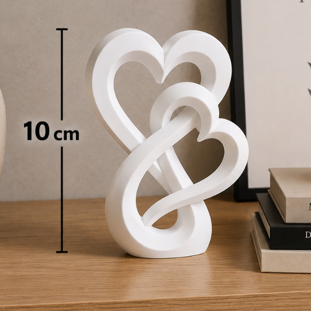 Escultura Corações Entrelaçados Amor Infinito Decoração Romântica Namorada (o) para sempre - 10 cm Altura