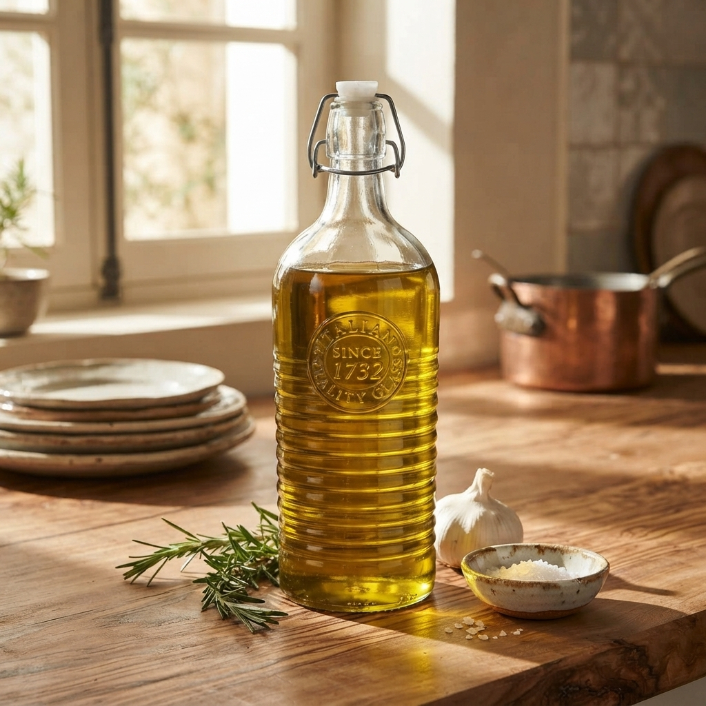 Garrafa de Vidro 1L com Tampa Hermética Lyor para Água Sucos e Bebidas Geladeira Cozinha Suco Chá Vitaminas Refresco Bar